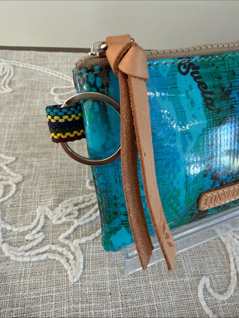 Consuela Kyle Teal & Turquoise Snake-Print Zip Pouch